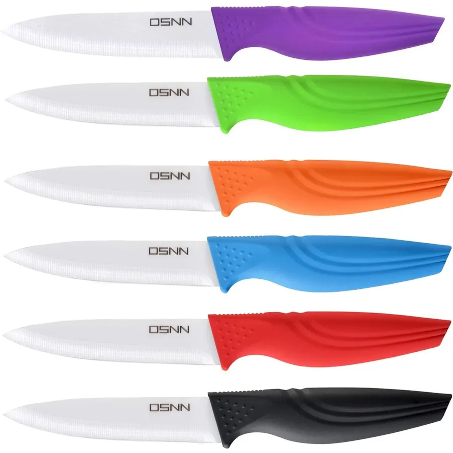 Steak Knives Set of 6 Muti-color Kitchen Ceramic Knife Set Sharp Outdoor BBQ Knife