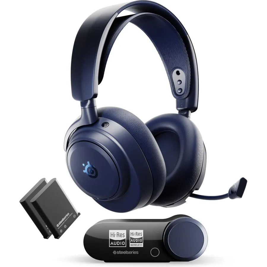 SteelSeries Arctis Nova Pro Omni - Hi-Res Wireless Gaming Headset, 96kHz/24bit, ANC, ClearCast Pro Mic, AI Noise Rejection, Mobile App, Mix 2.4GHz + BT, OmniPlay PC+PlayStation+Xbox - Midnight Blue