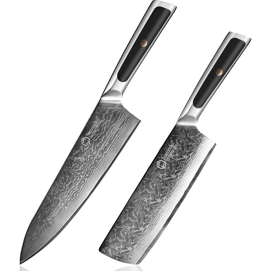 Sunnecko 7 Inch Santoku Knife, 6 Inch Boning Knife, 3.5 Inch Paring Knife with Wood Handle