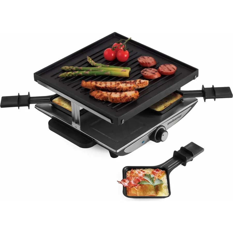 Swissmar Geneva Indoor Electric Raclette Grill, Cast Aluminum Top, 4-Person