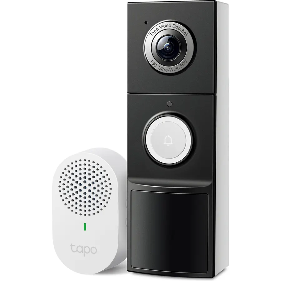 Tapo 2K+ Wired or Battery Powered Smart Video Doorbell with Chime, D225