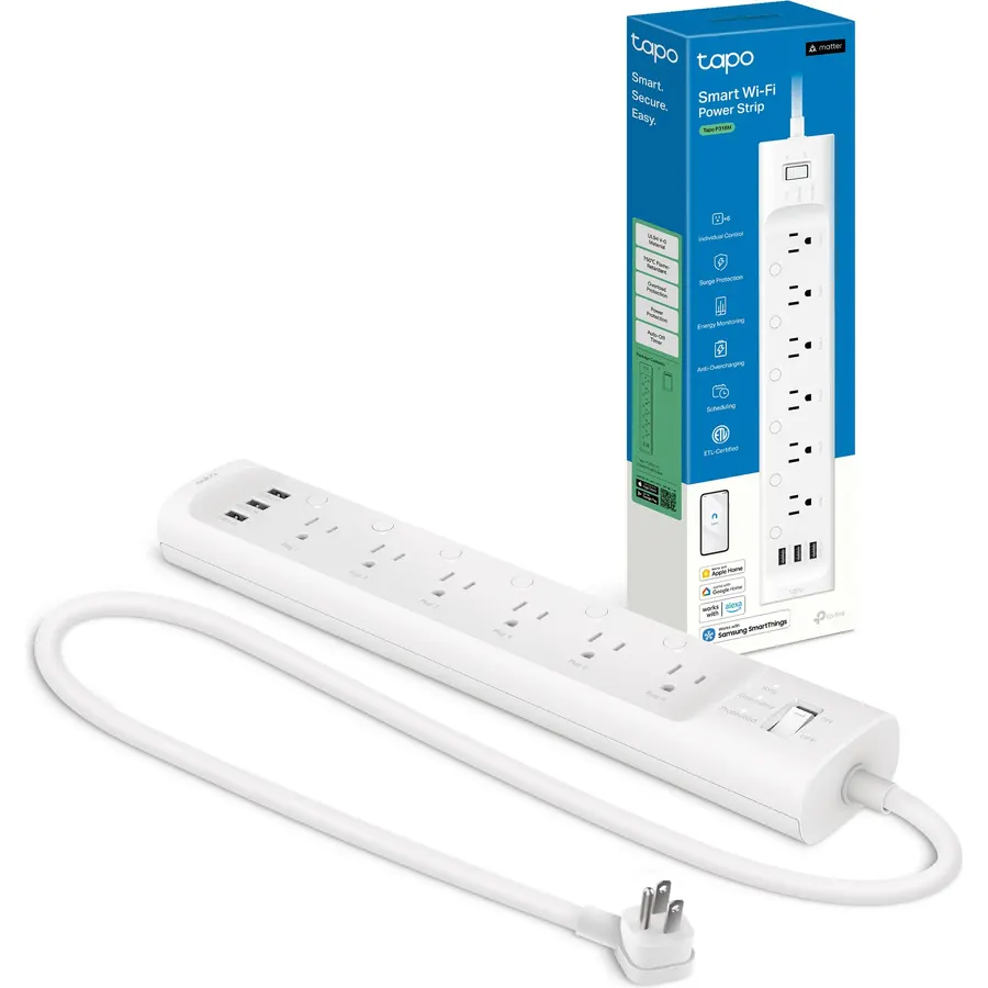 Tapo Smart Wi-Fi Power Strip, Matter, P316M, Energy Monitoring