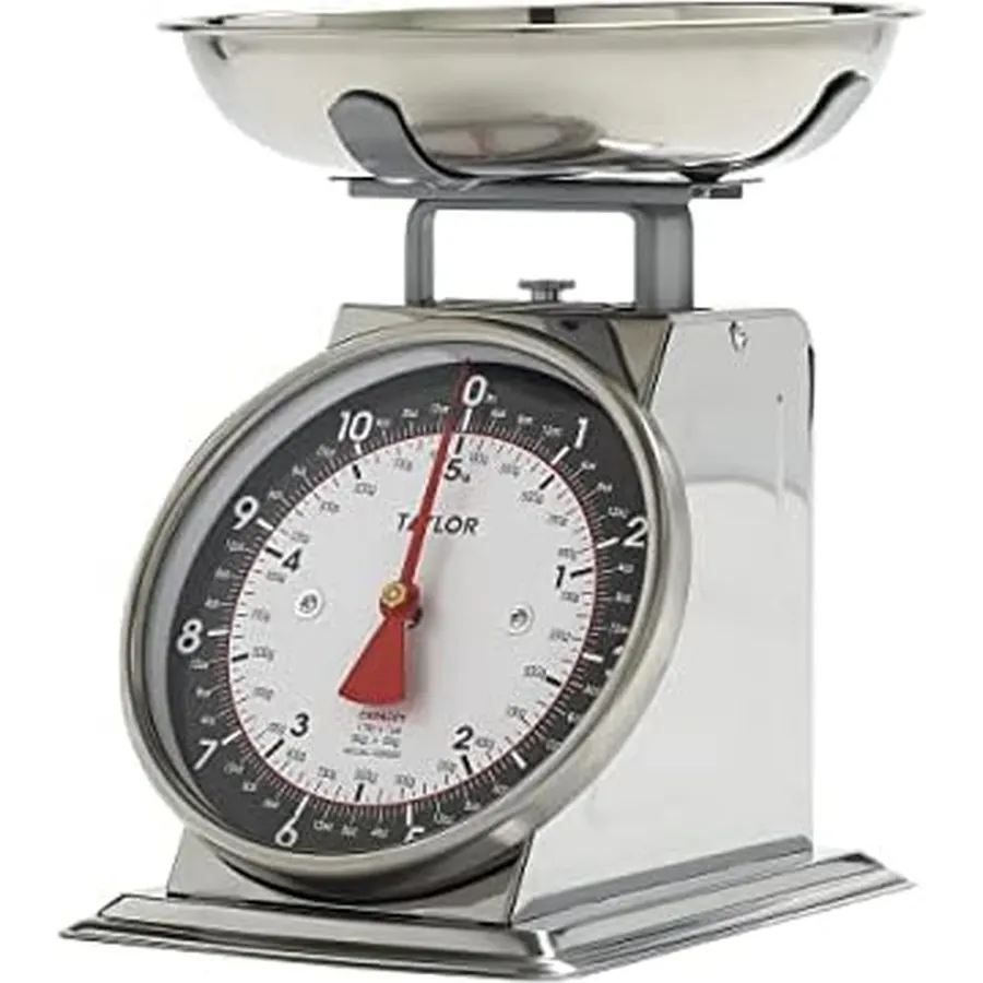 Taylor Vintage Mechanical Kitchen Scale - 11 lb Max Capacity, Silver