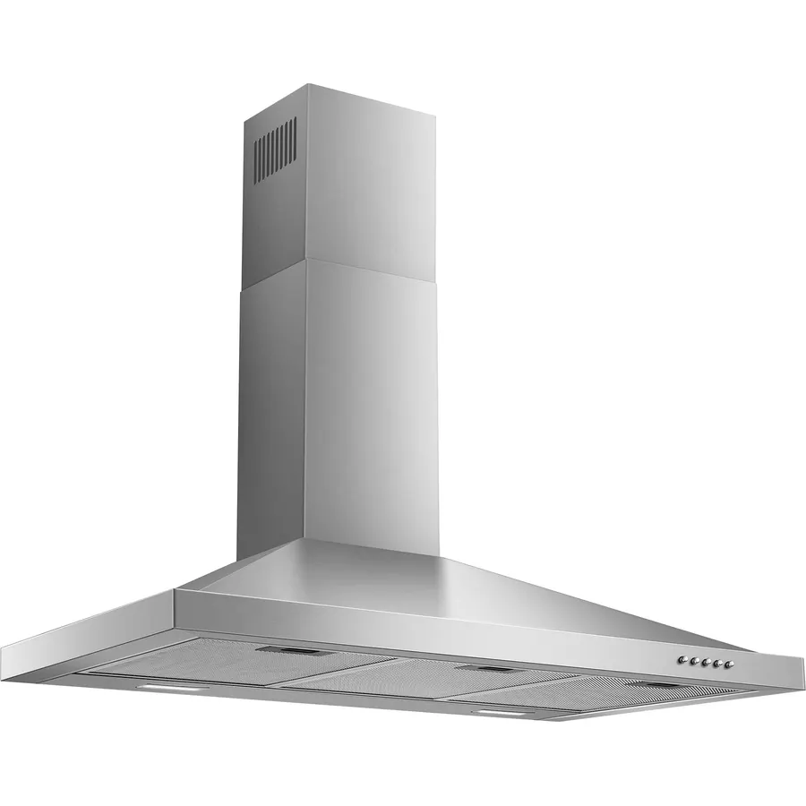 Tiesay Wall Mount Range Hood 36 inch with Ducted/Ductless Convertible Duct, Kitchen Hood Stainless Steel Chimney-Style Over Stove Vent Hood with LED Light, 3 Speed Exhaust Fan, 450 CFM