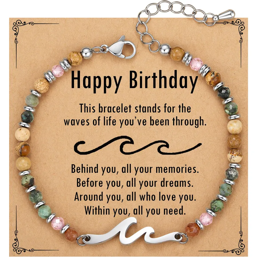 TONY & SANDY Friend Gifts for Women, Unique Birthday Gifts for Women, Sister Gift from Sister, Wave Bracelet, Christmas Stocking Stuffers for Woman Female, Bestie Friendship Bracelets