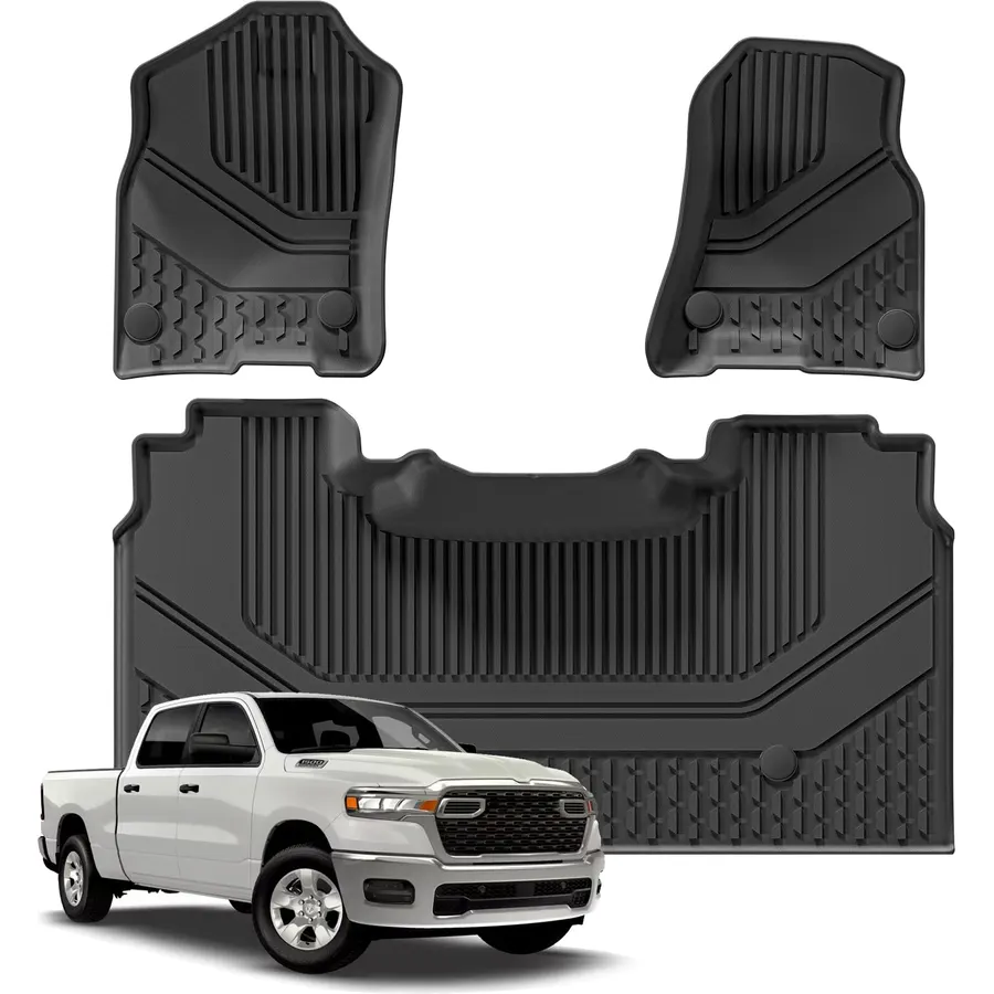 TPE All Weather Floor Mats Fit for 2025 2026 Dodge Ram 1500 Crew Cab(with Rear Under-Seat Factory Storage Bucket Seat) Accessories Dodge Ram 1500 Floor Liner Full Set Car Mats