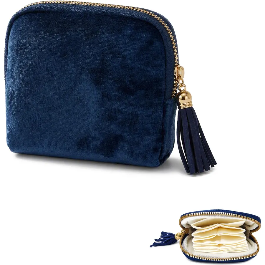Travel Jewelry Case for Women, Portable Satin-Lined Jewelry Pouch