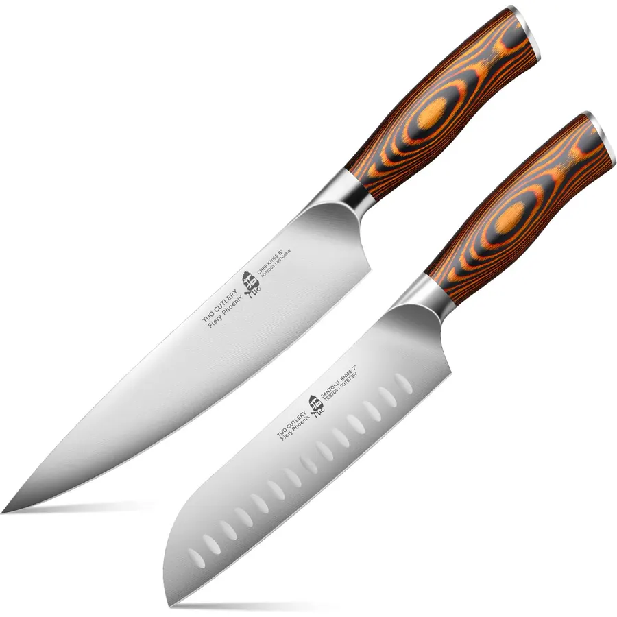 4 Pieces Professional Kitchen Knife Set, Damascus German Stainless Steel Chef Knife Set, 8" Chef Knife, 5" Utility Knife, 8" Bread Knife, 7" Santoku Knife, Gift for Men Women 20 cm