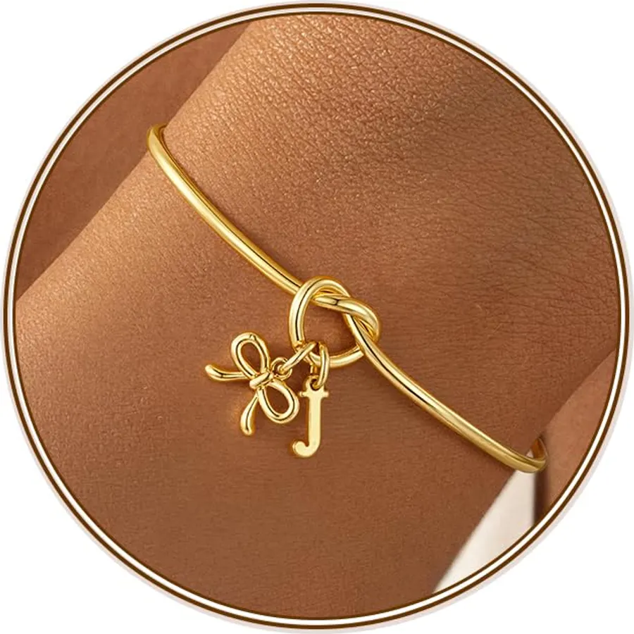 Turandoss Initial Knot Bangle Bracelet, Teen Girl Gifts Trendy Stuff
