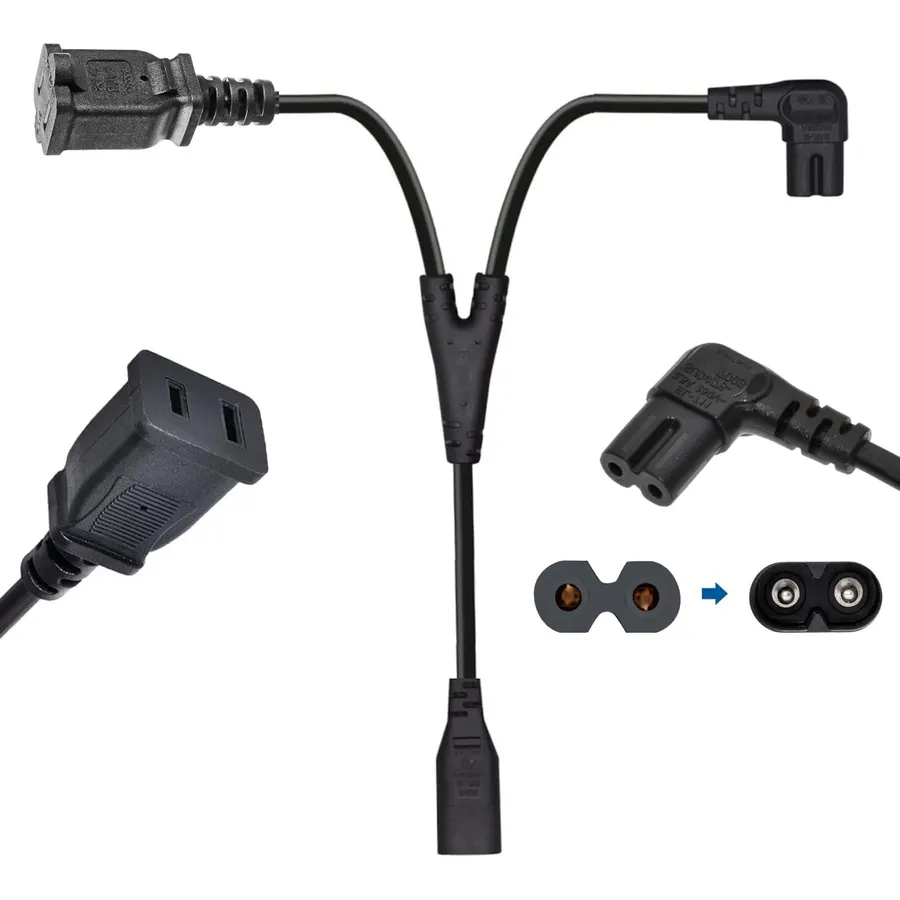 TV Power Splitter Cable for Fire Stick, Roku, Chromecast, Apple TV, Google, LED Strip Lights, Compatible with Samsung LG TCL Vizio Insignia Hisense & Other LED HDTV with Figure 8 Port