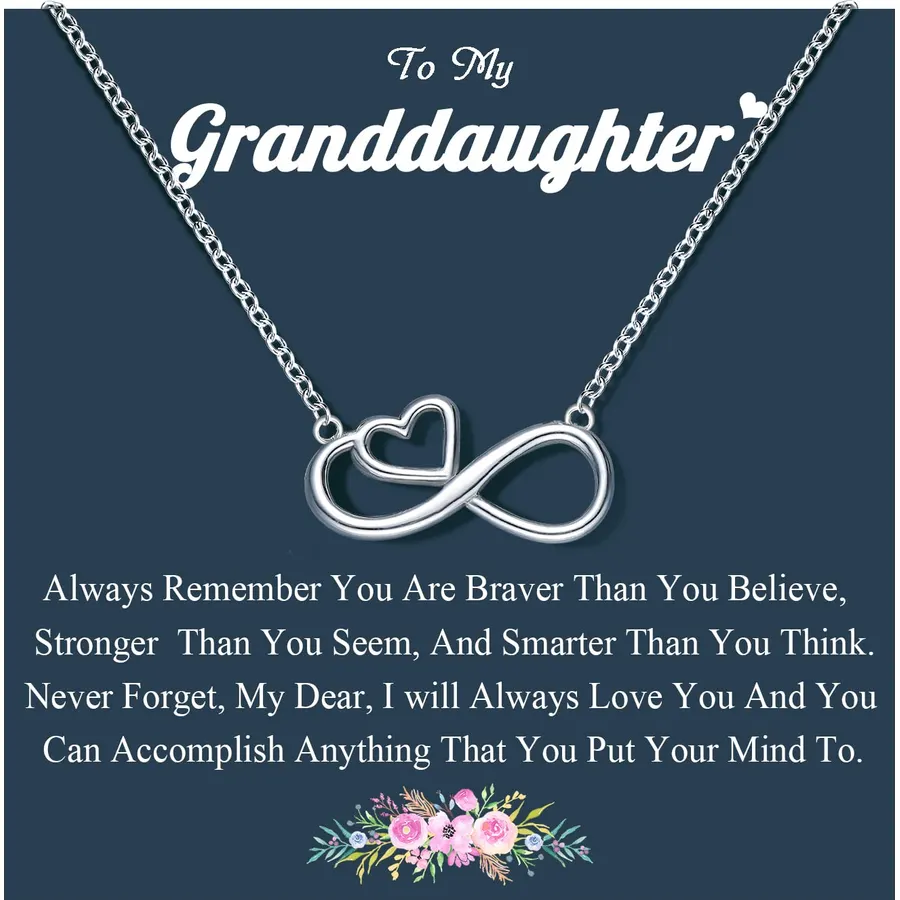 UNGENT THEM Infinity Heart Necklace for Granddaughter, Teen Girls Gifts