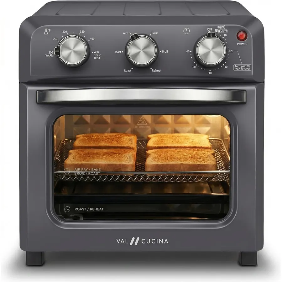 VAL CUCINA 12.7 QT Compact Air Fryer Toaster Oven Combo, 2-Rack, 6-in-1