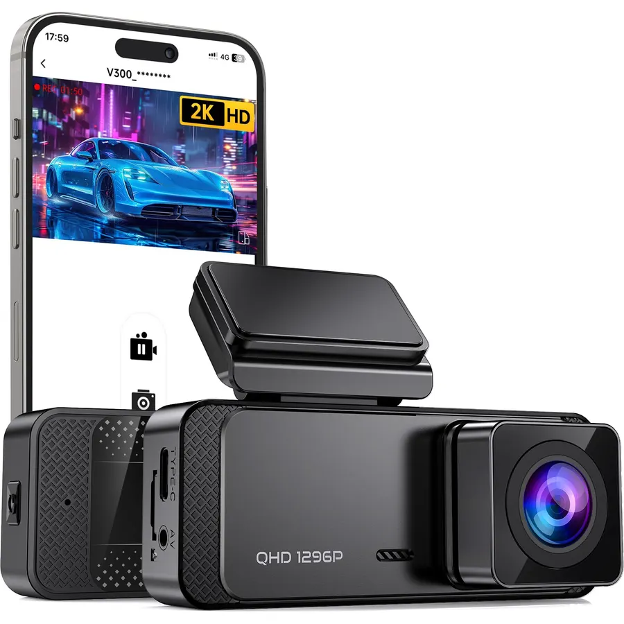 70mai Dash Cam M310, Dash Camera for Cars 1296P QHD, Smart Dash Cam Front Built in WiFi, 130° Wide-Angle FOV, WDR, Night Vision, iOS/Android Mobile App, Loop Recording, Parking Monitor, Time-Lapse