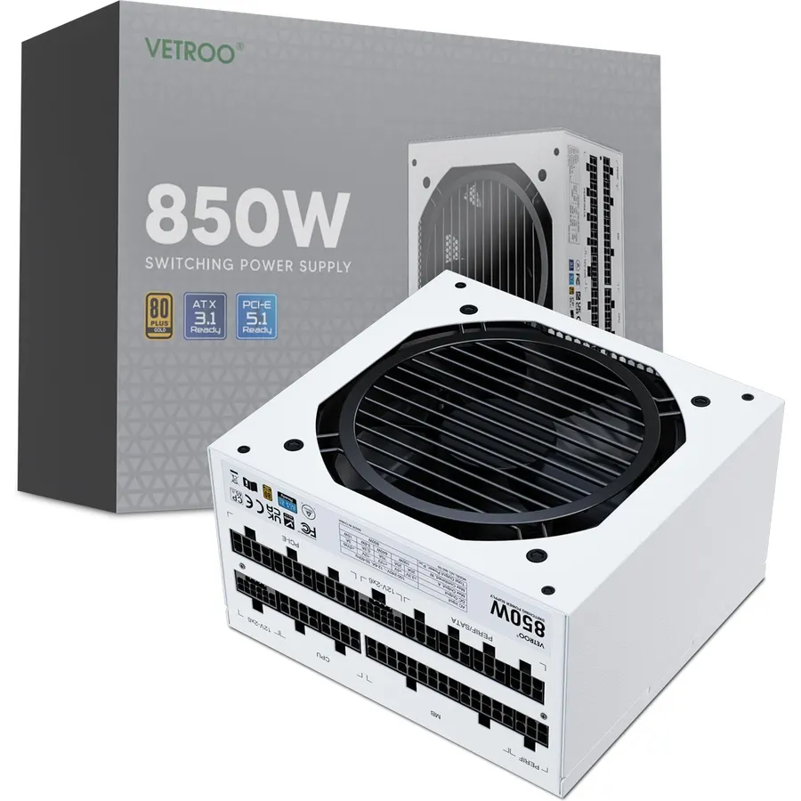 1000W Fully Modular Power Supply, 80+ Gold Certified PSU | ATX 3.1 & PCIe 5.1 Ready | 12V-2x6 Connector | 140mm Low-Noise Fan | 105℃ Japanese Capacitors | Black PSU