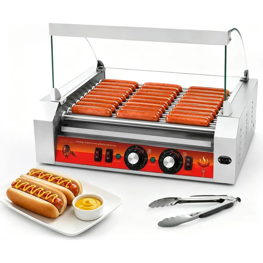 Vexon Commercial 11-Roller Hot Dog Cooker Machine 1670W