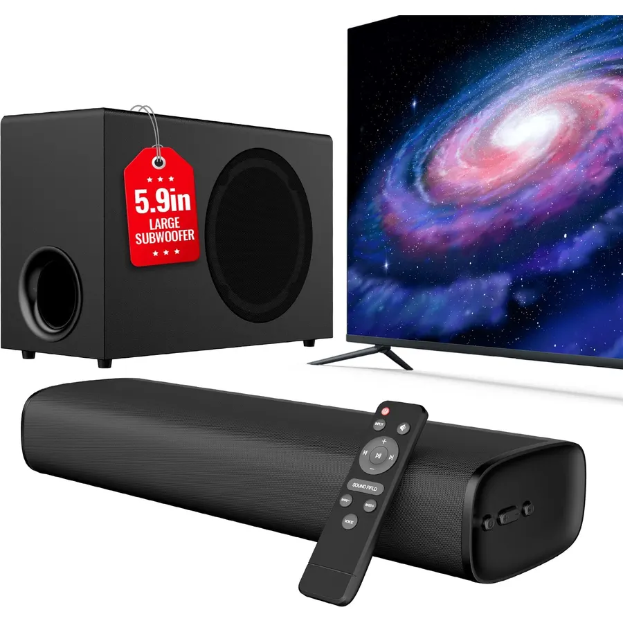 vibeadio Upgraded 110W Sound Bar for TV with 5.9" Powerful Subwoofer