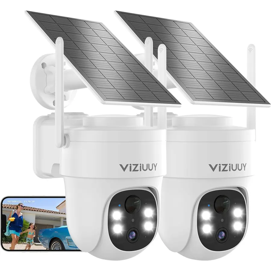 VIZIUUY 3MP Solar Security Cameras Wireless Outdoor, IP66 Weatherproof