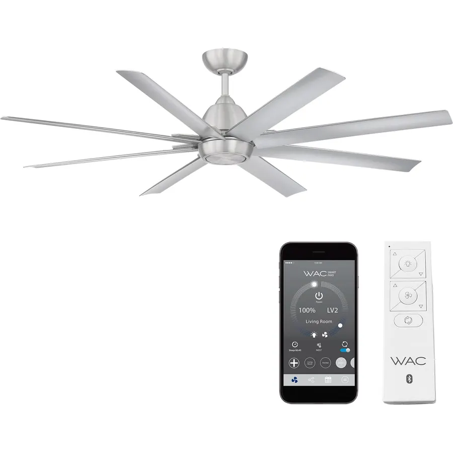 WAC Lighting Mocha XL 8 Blades Aluminum Smart Ceiling Fan in Brushed Nickel