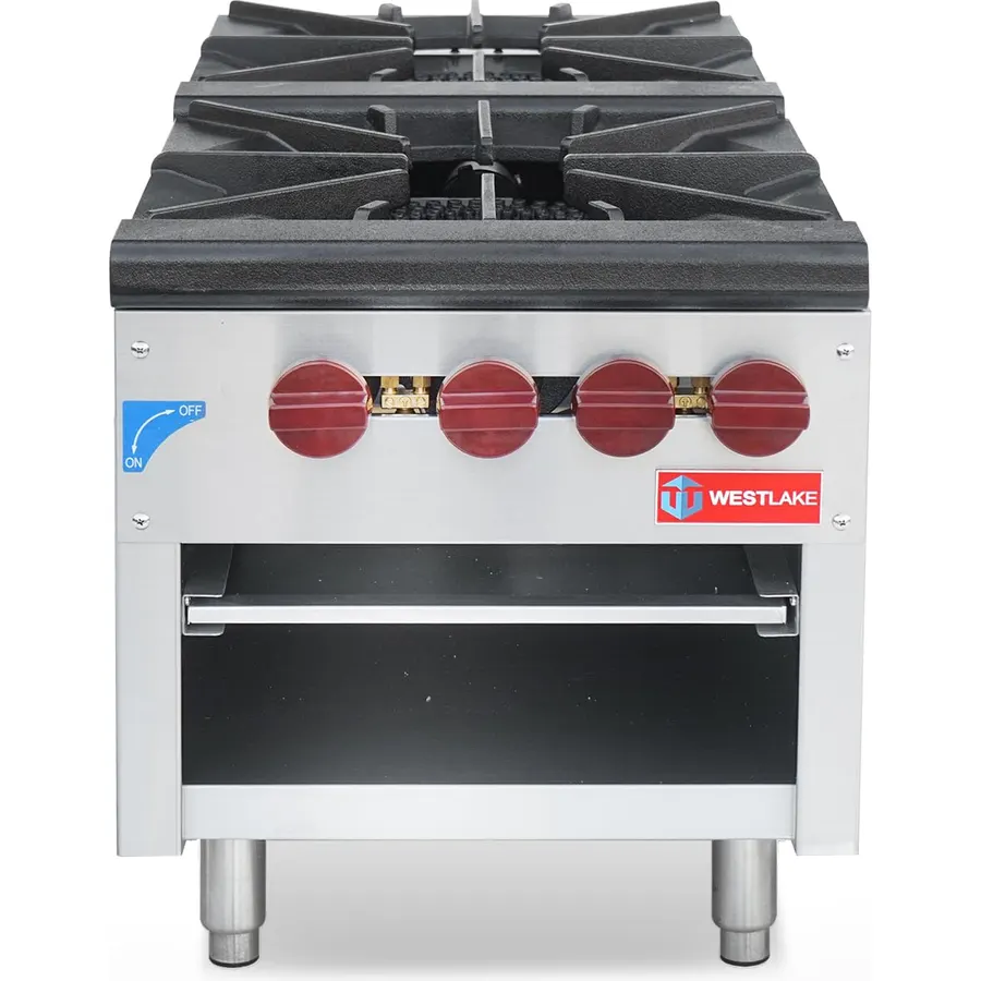 WESTLAKE 18" W Commercial Gas Stock Pot Range, 2 Burners 80000 X 2 BTU