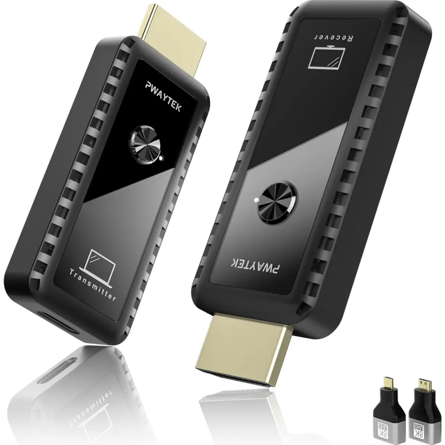 Wireless HDMI Transmitter and Receiver 328ft/100M, Wireless HDMI Extender Kit, Plug & Play, 4K Decode Support 2.4/5G for Streaming Video and Audio to Monitor from Laptop/Pc/Tv Box, Black