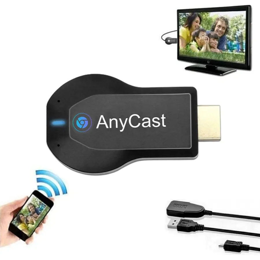 4K/1080P Anycast M100 Wireless Display Adapter, SmartSee WiFi Display Dongle HD Screen Mirroring Dual Core H.265/HEVC Decoder HD TV Stick Without Switching Miracast Airplay DLNA Support 4K 1080P