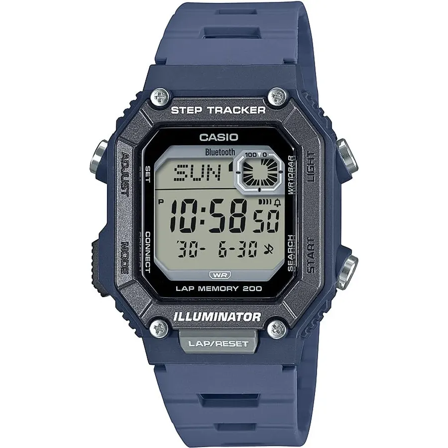 WS-B1000 Series | Men's Digital Watch | (Black) | 100M WR | Step Tracker | LED Illuminator | 100 SEC Chronograph | Daily Alarm | 2-Year Battery