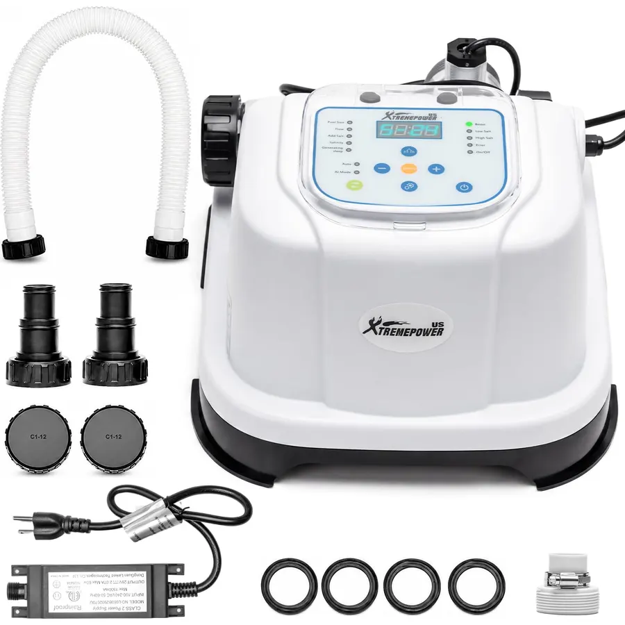 XtremepowerUS Salt Water Pool Chlorinator, Above Ground Salt Chlorine Generator System, Self-Cleaning Smart AI Chlorinator with LED Display, for Swimming Pools (10,000 Gallons)