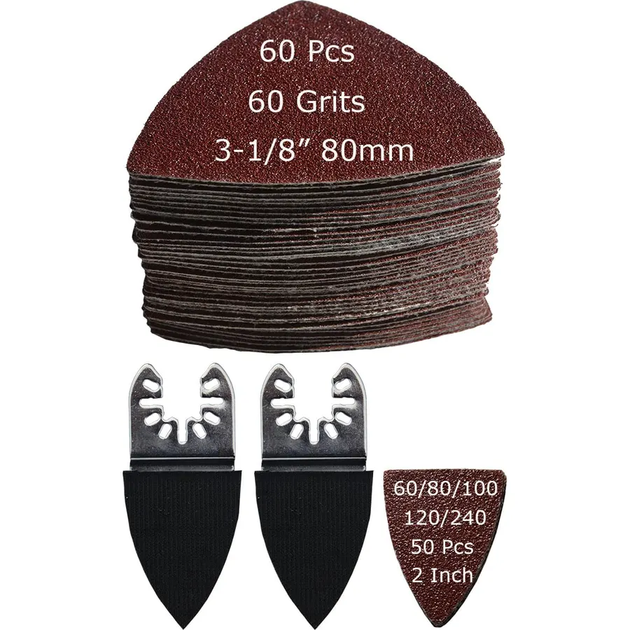 107 Pcs Triangle Multitool Sandpaper Finger Multitool Sanding Pad Kits XGM0319