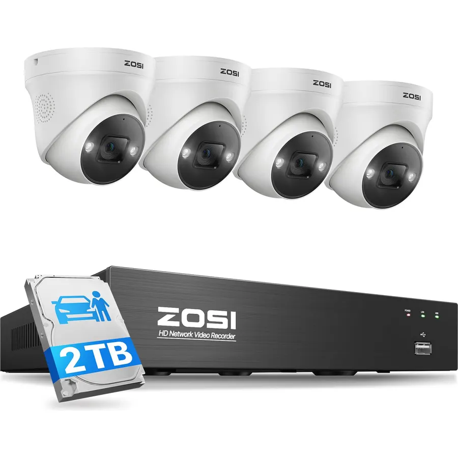 5MP PT Wireless Security Camera System 4Pcs Outdoor Cameras 2TB HDD