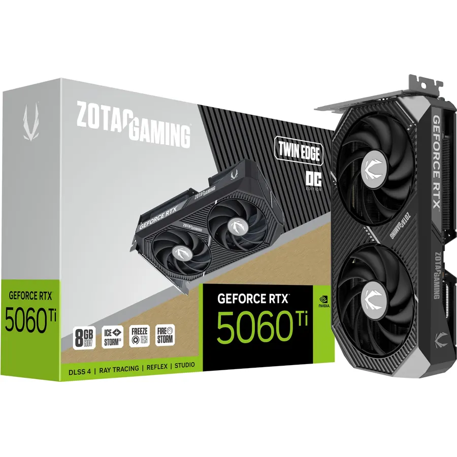 ZOTAC Gaming GeForce RTX 5060 Ti 16GB Twin Edge OC White Edition DLSS 4 16GB GDDR7 128-bit 28 Gbps PCIE 5.0 Gaming Graphics Card, IceStorm 2.0 Cooling, SFF-Ready, ZT-B50620Q-10M